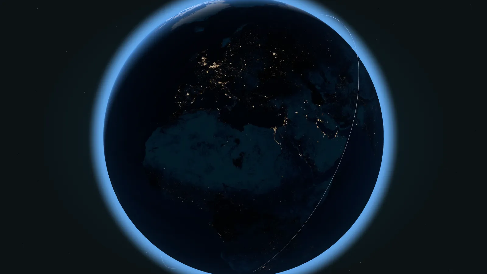 Earth at night with the International Space Station's live orbit